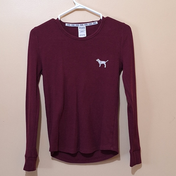 Victoria's Secret Pink Burgundy Waffle Knit Dog Shirt - Picture 1 of 4